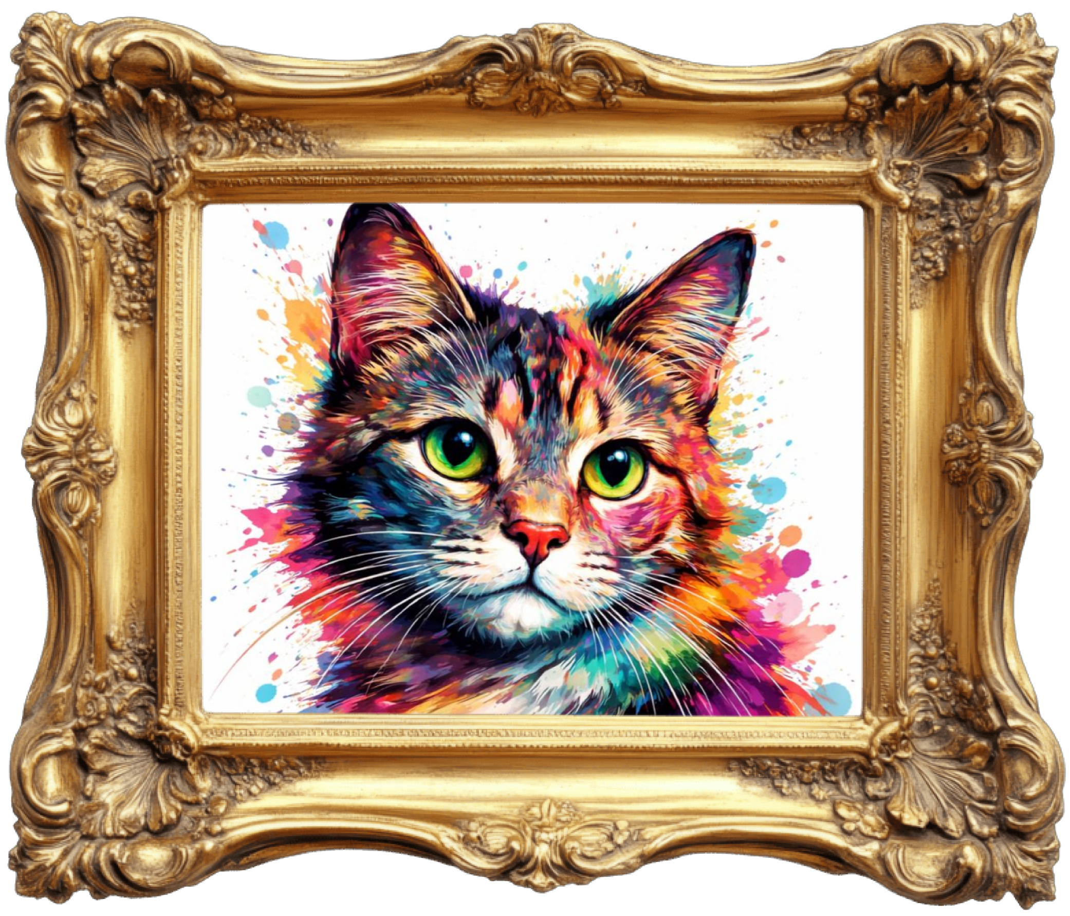 Framed picture of a cat in a suit