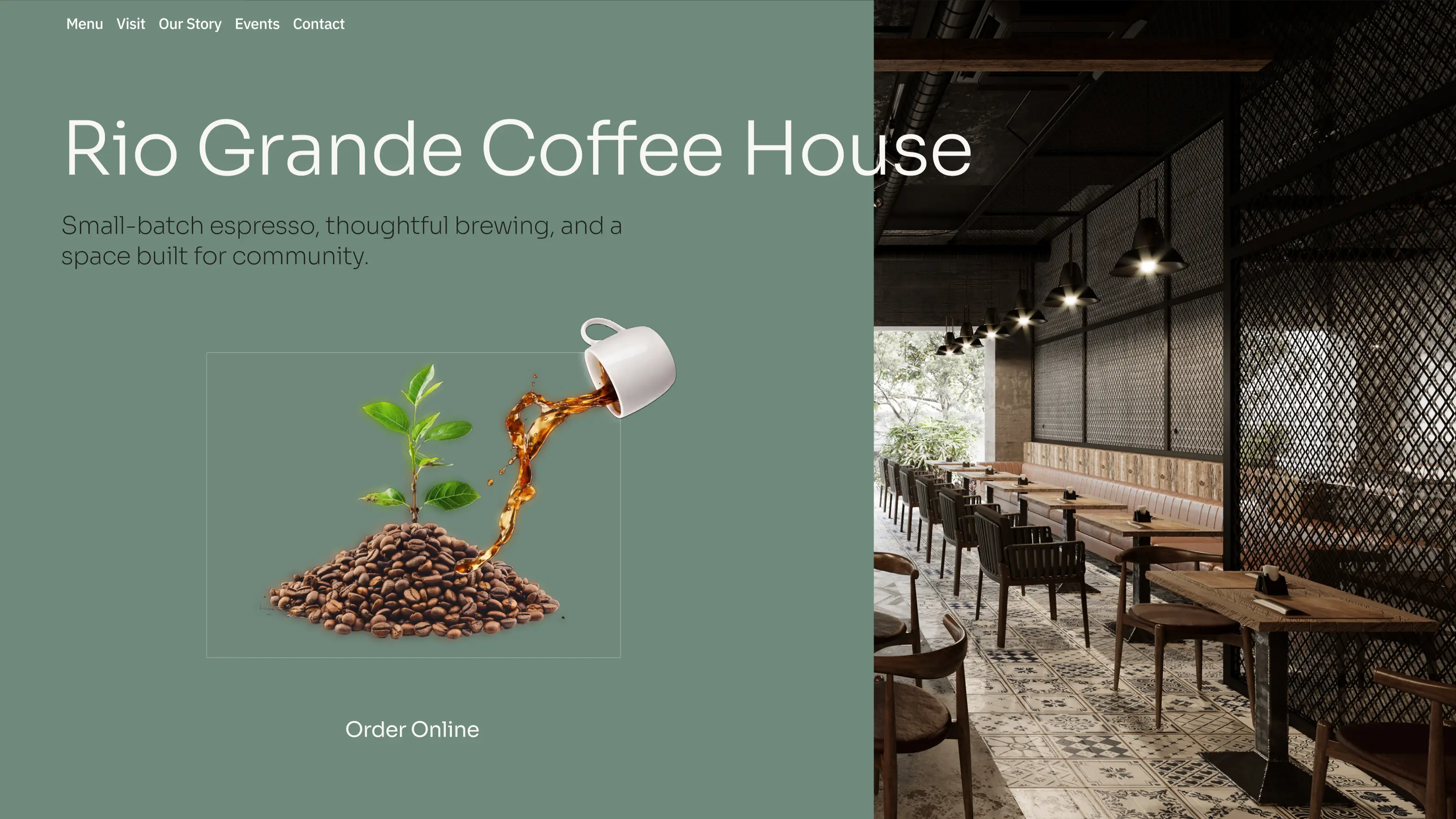 Rio Grande Coffee House website hero image