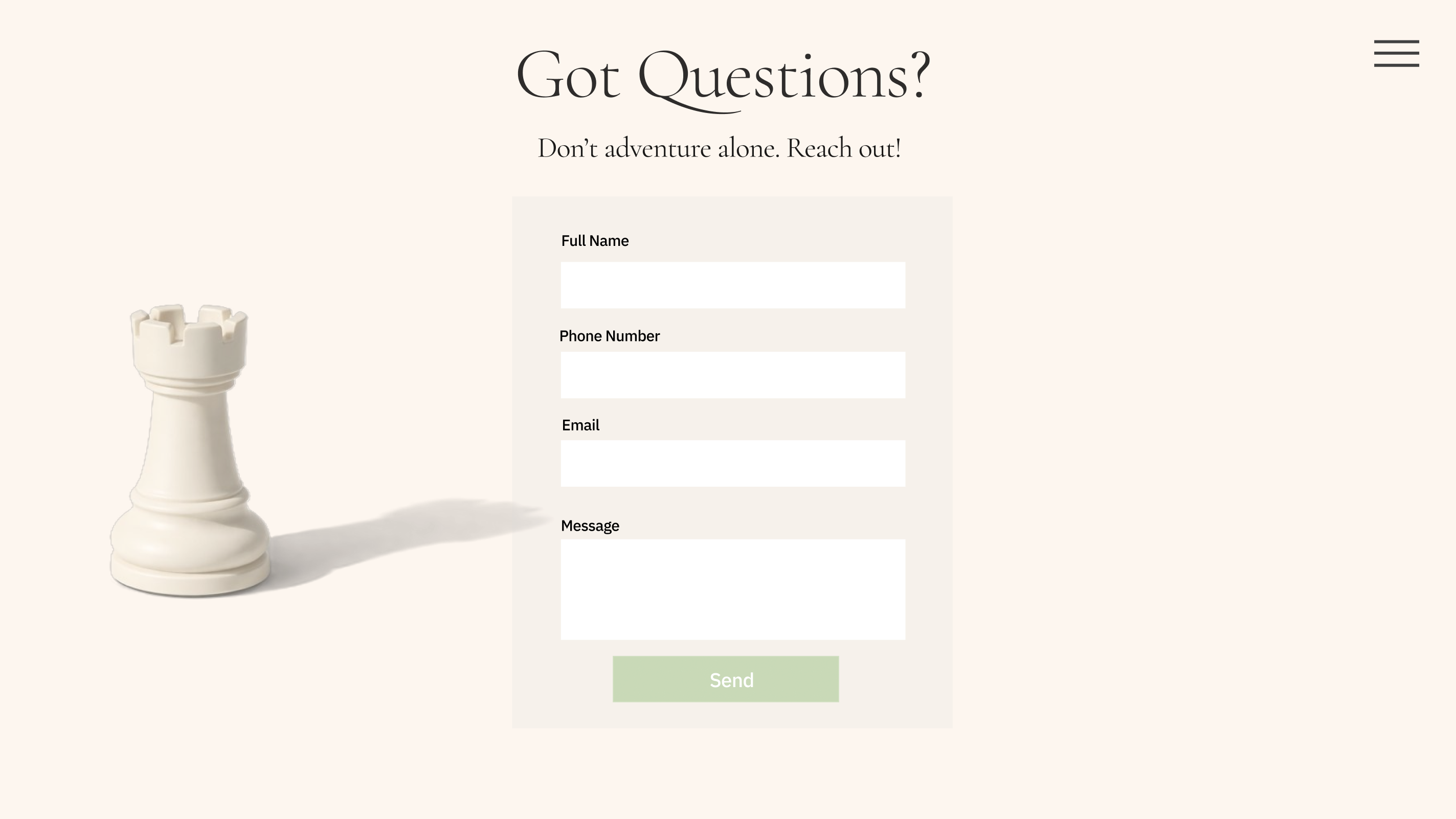 Castle Board Games contact page design